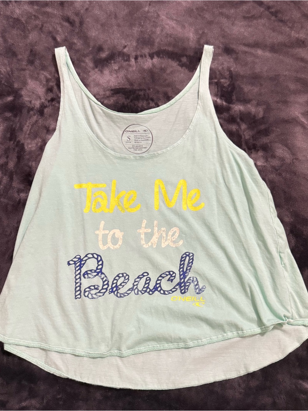 O'Neill Mint Tank Top with Yellow & Navy Beach Graphic